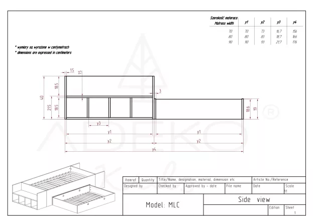 Cama individual MLC